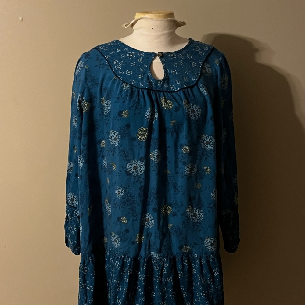 Floral Blue Long Sleeve Dress
